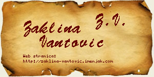 Žaklina Vantović vizit kartica